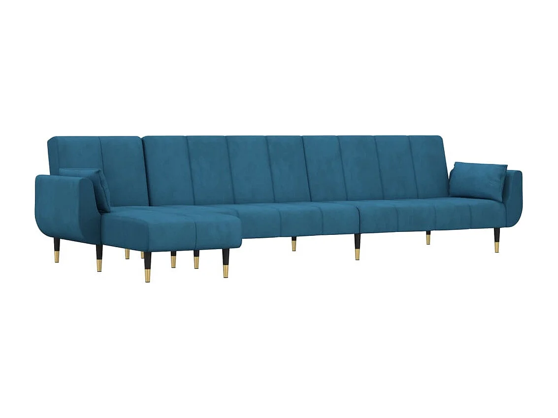 Slaapbank L-vormig 275x140x70 cm fluweel blauw