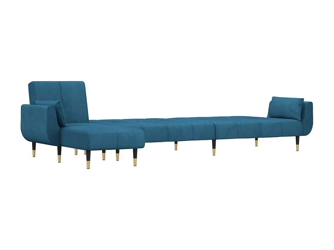 Slaapbank L-vormig 275x140x70 cm fluweel blauw