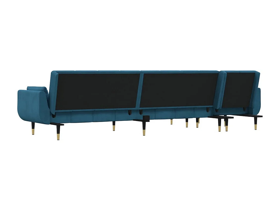 Slaapbank L-vormig 275x140x70 cm fluweel blauw