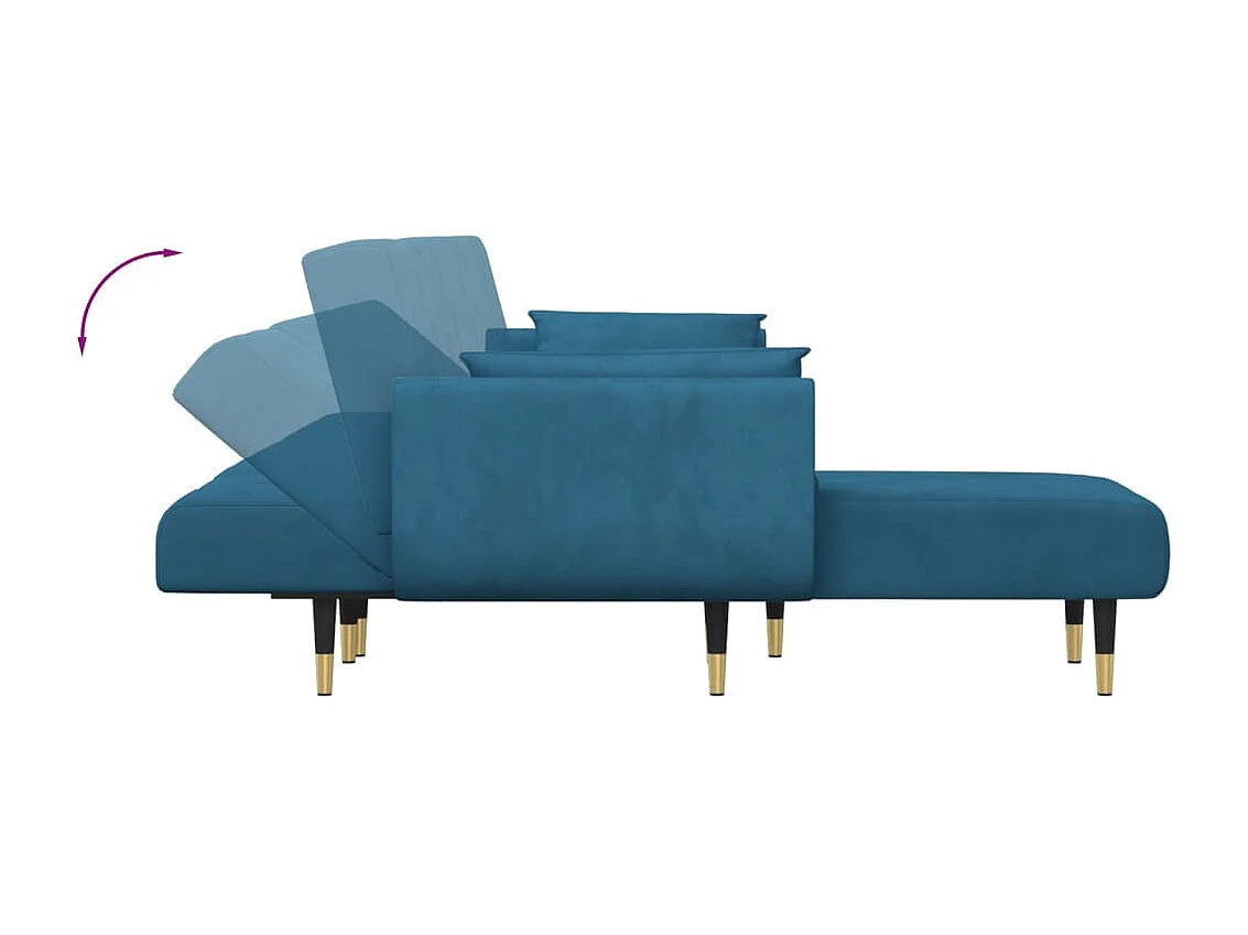 Slaapbank L-vormig 275x140x70 cm fluweel blauw