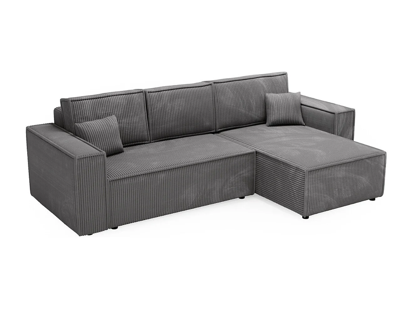 Ecksofa mit Schlaffunktion - Cord - Grau - PRATO XL