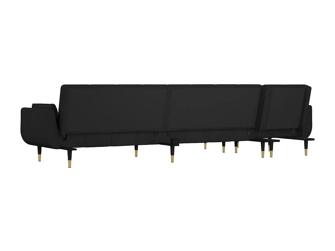 Slaapbank L-vormig 275x140x70 cm fluweel zwart