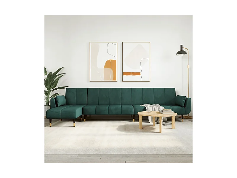 Schlafsofa in L-Form Dunkelgrün 275x140x70 cm Samt
