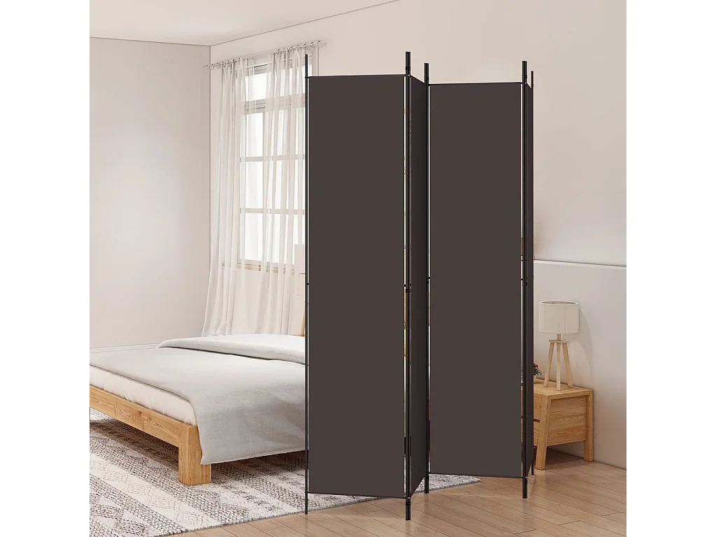 4-tlg. Paravent Braun 200x220 cm Stoff