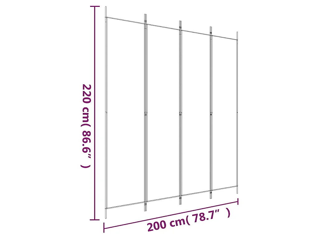 Paravent 4 panneaux Marron 200x220 cm Tissu