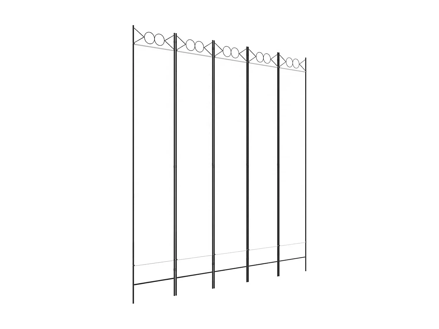 5-tlg. Paravent Weiß 200x220 cm Stoff