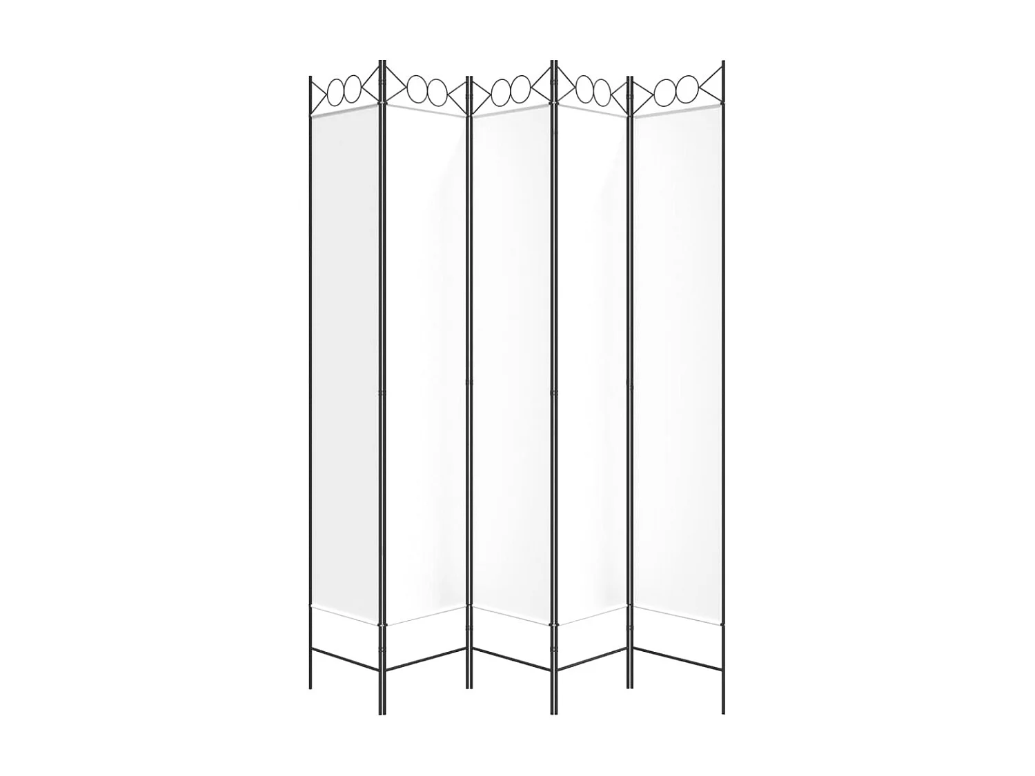 5-tlg. Paravent Weiß 200x220 cm Stoff