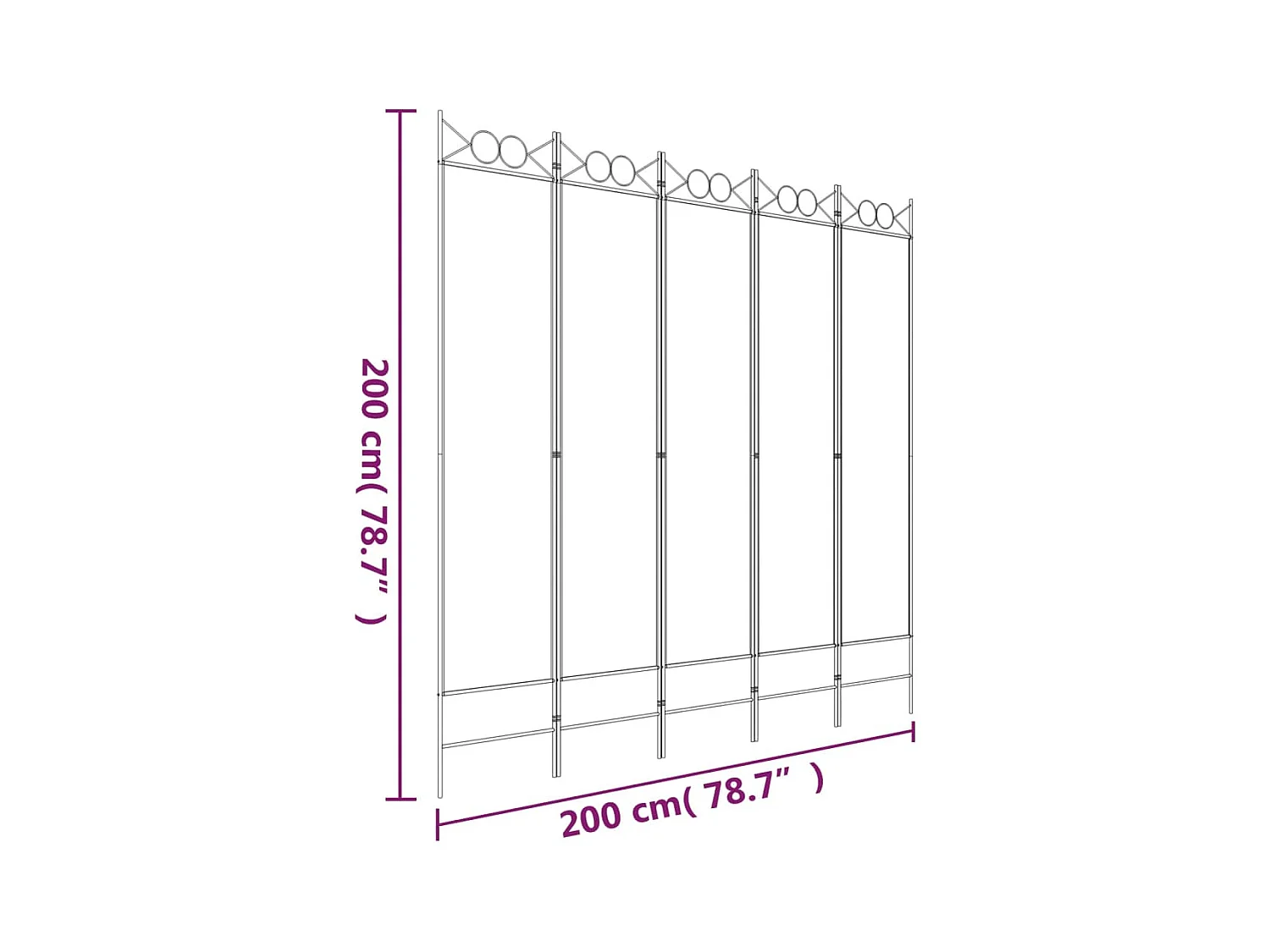 Cloison de séparation 5 panneaux Blanc 200x200 cm Tissu