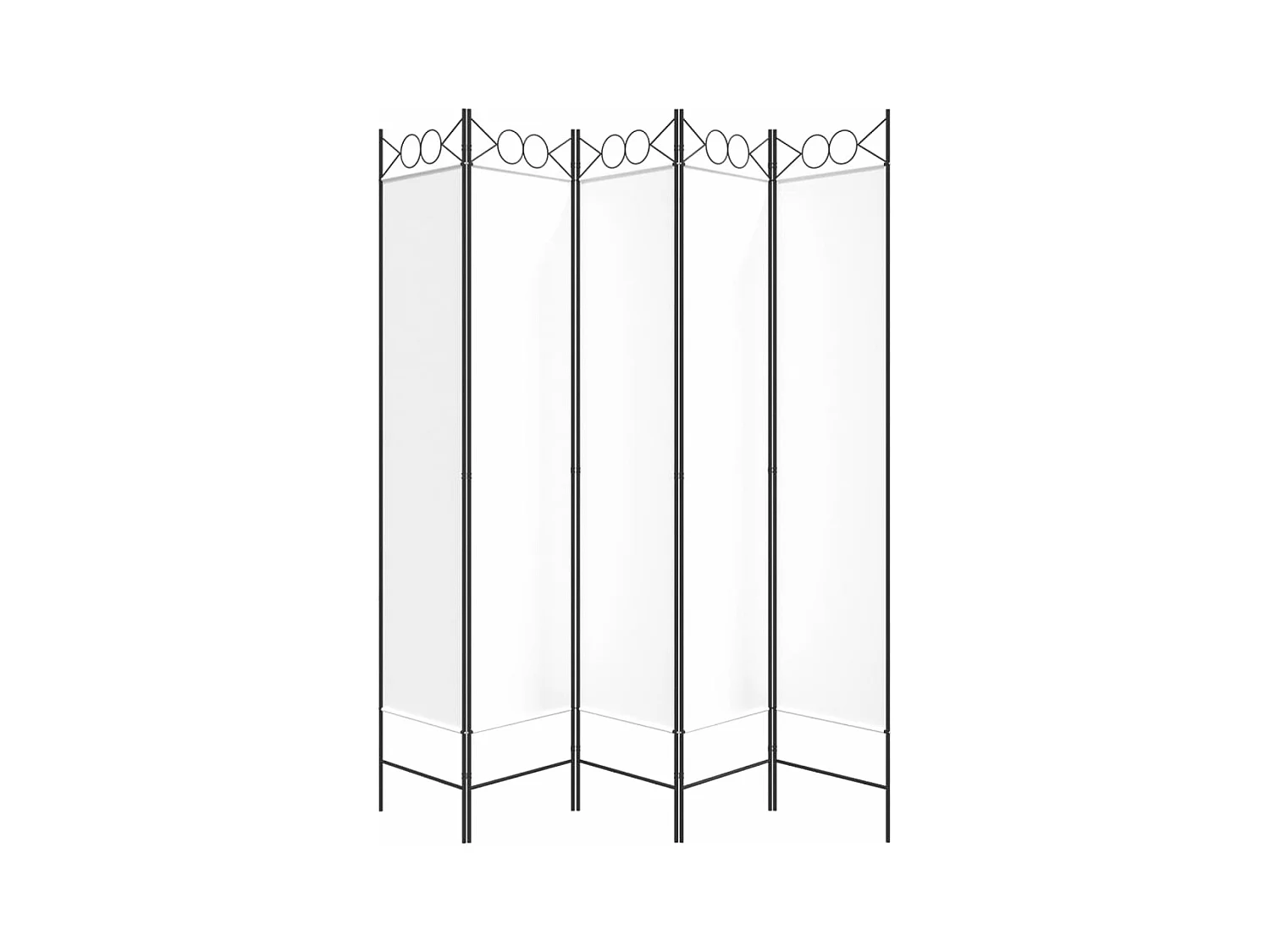Cloison de séparation 5 panneaux Blanc 200x200 cm Tissu