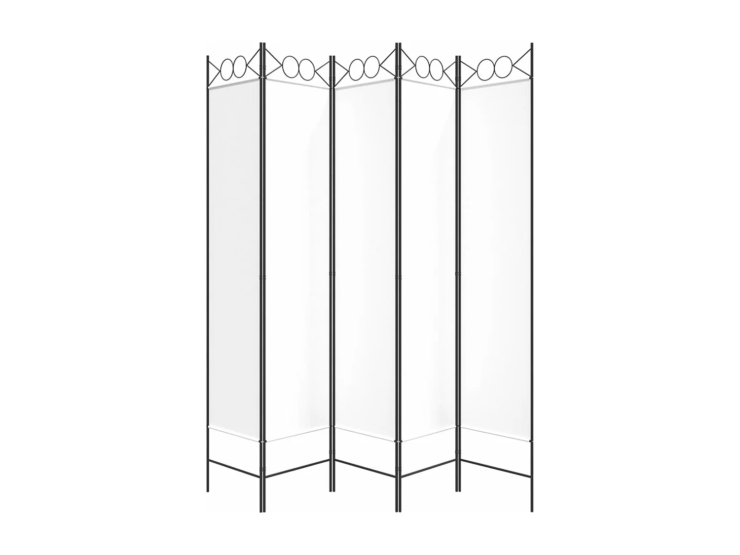 Cloison de séparation 5 panneaux Blanc 200x200 cm Tissu