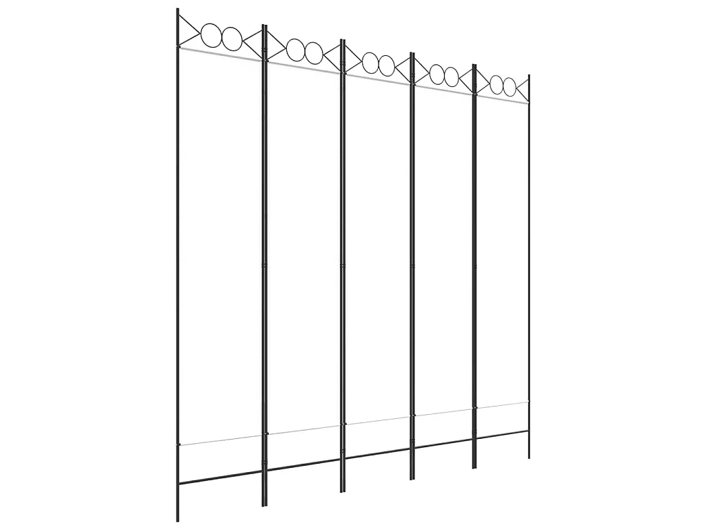 Divisorio a 5 Pannelli Bianco 200x200 cm Tessuto