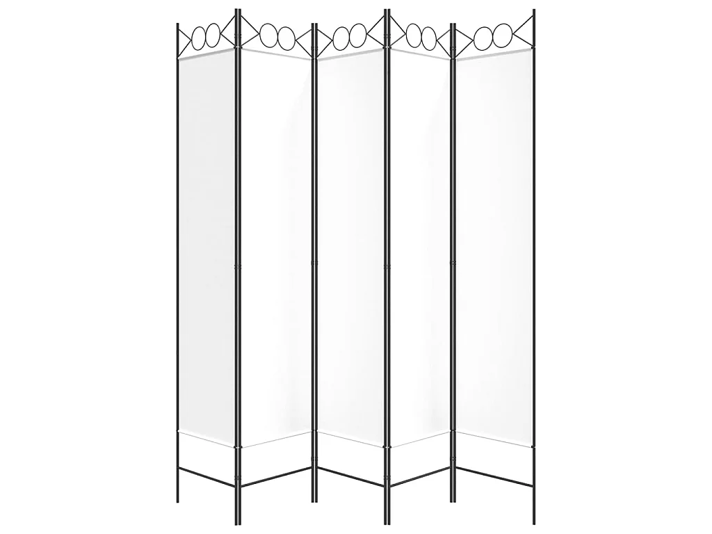 Paravent 5 panneaux Blanc 200x200 cm Tissu