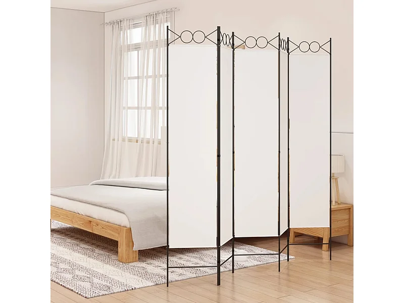 Parawan 5 Paneli Biały 200x200 cm Składany Materiał