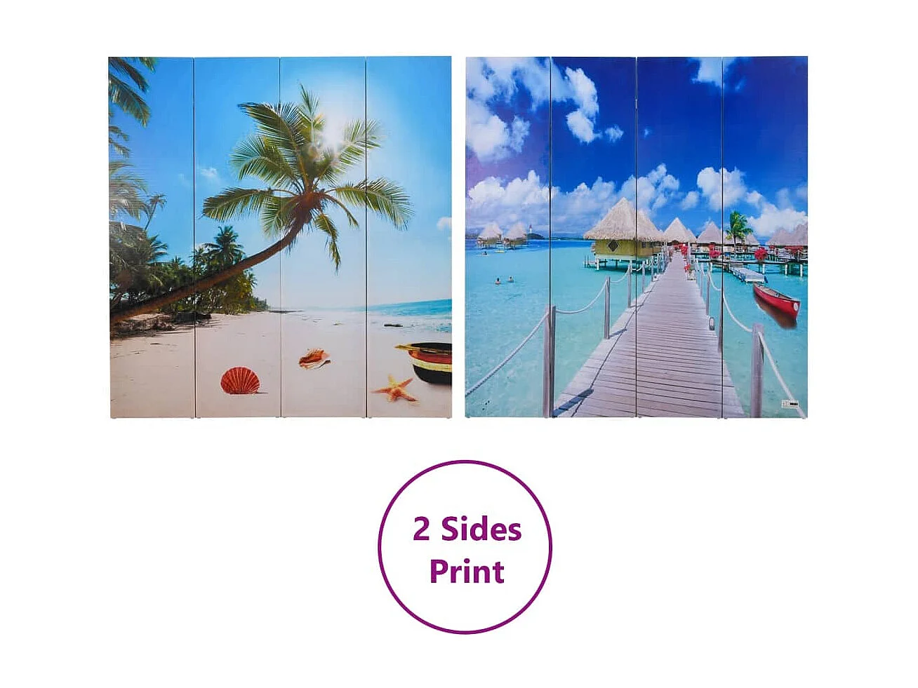 Paravento Pieghevole 160x170 cm con Stampa Spiaggia