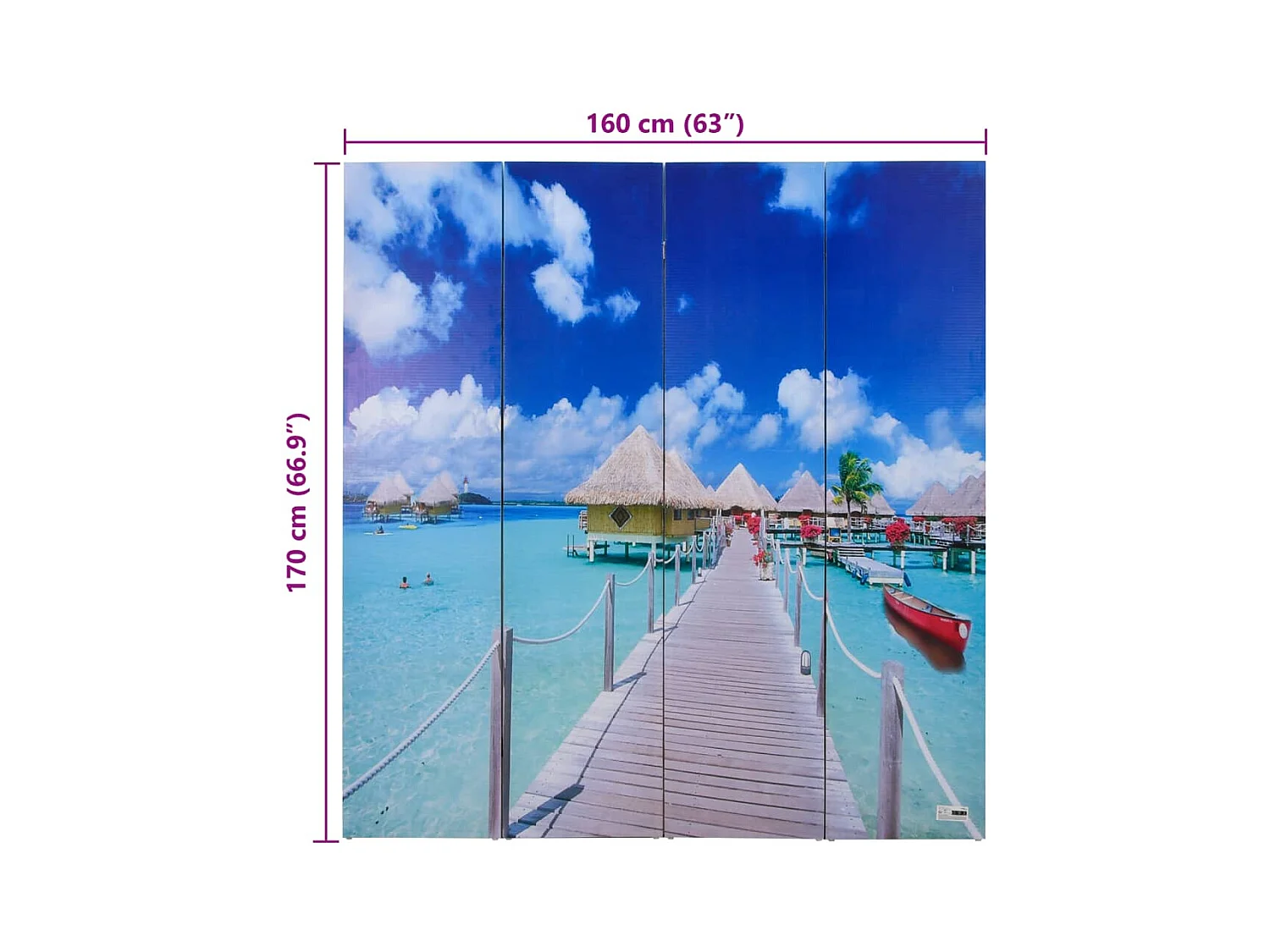 Cloison de séparation pliable 160 x 170 cm Plage