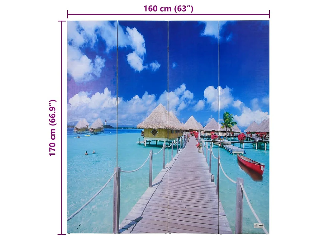 Paravent pliable 160 x 170 cm Plage