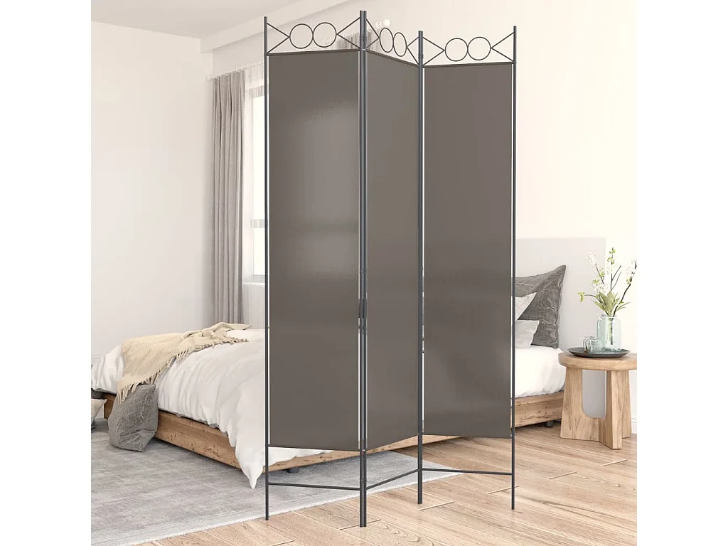 Cloison de séparation 3 panneaux Anthracite 120x220 cm Tissu