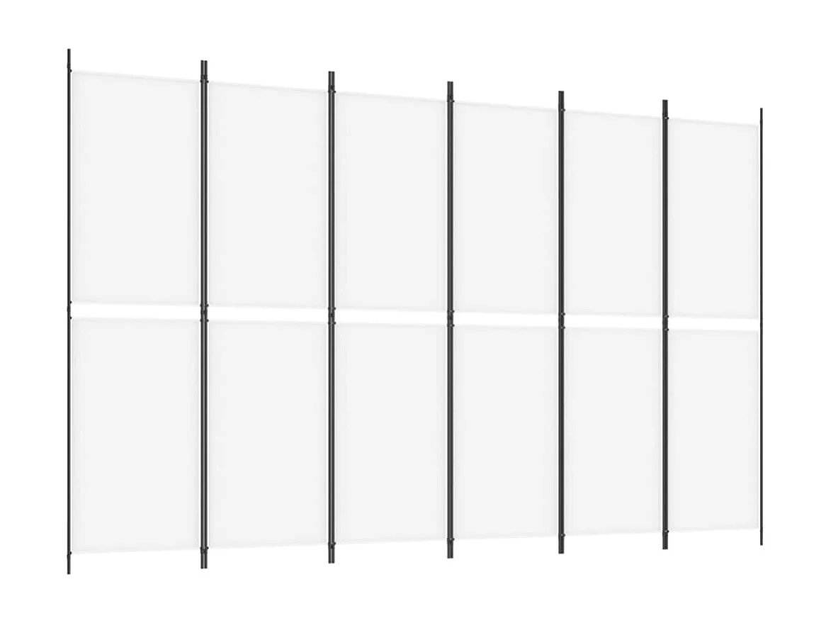 Cloison de séparation 6 panneaux Blanc 300x200 cm Tissu