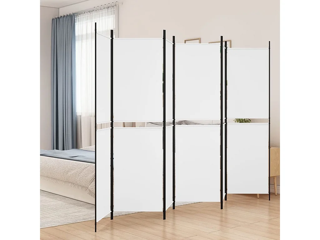 Divisorio a 4 Pannelli Bianco 300x200 cm Tessuto
