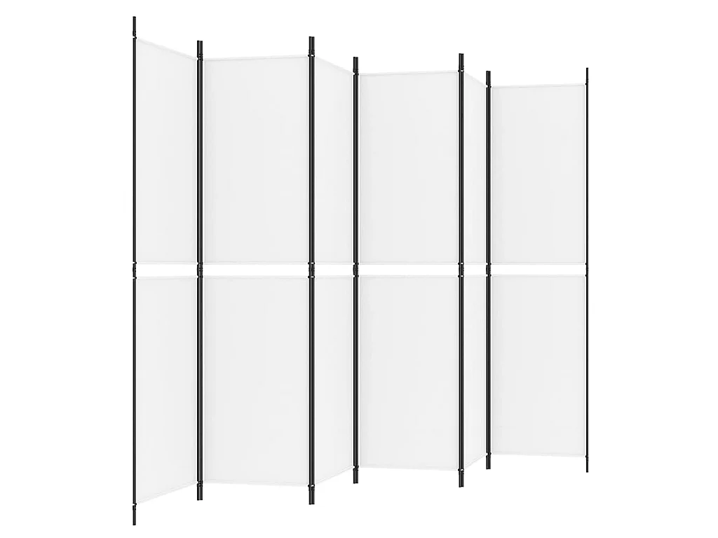 Kamerscherm met 6 panelen 300x200 cm stof wit