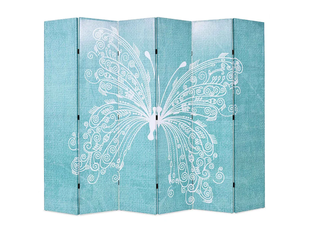 Paravent pliable 228 x 170 cm Papillon Bleu