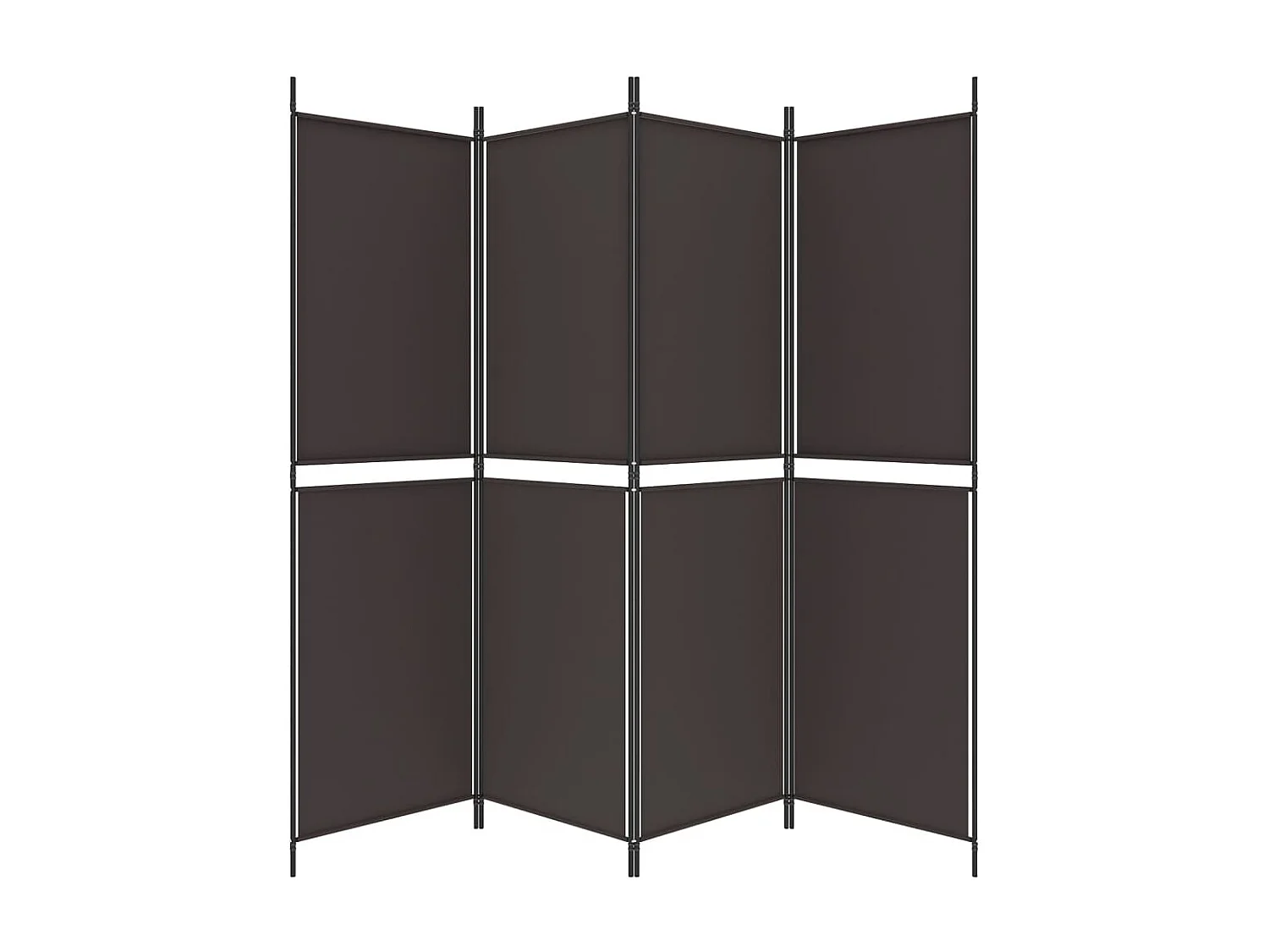 Divisorio a 4 Pannelli Marrone 200x180 cm in Tessuto