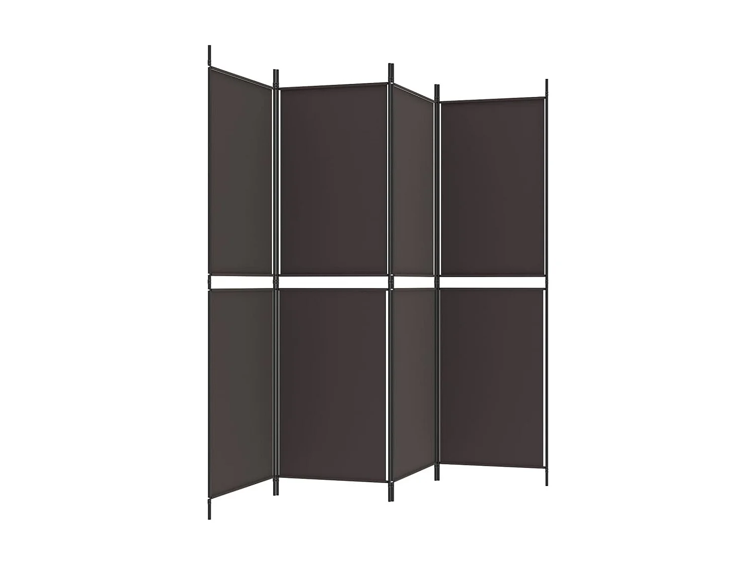 Divisorio a 4 Pannelli Marrone 200x180 cm in Tessuto