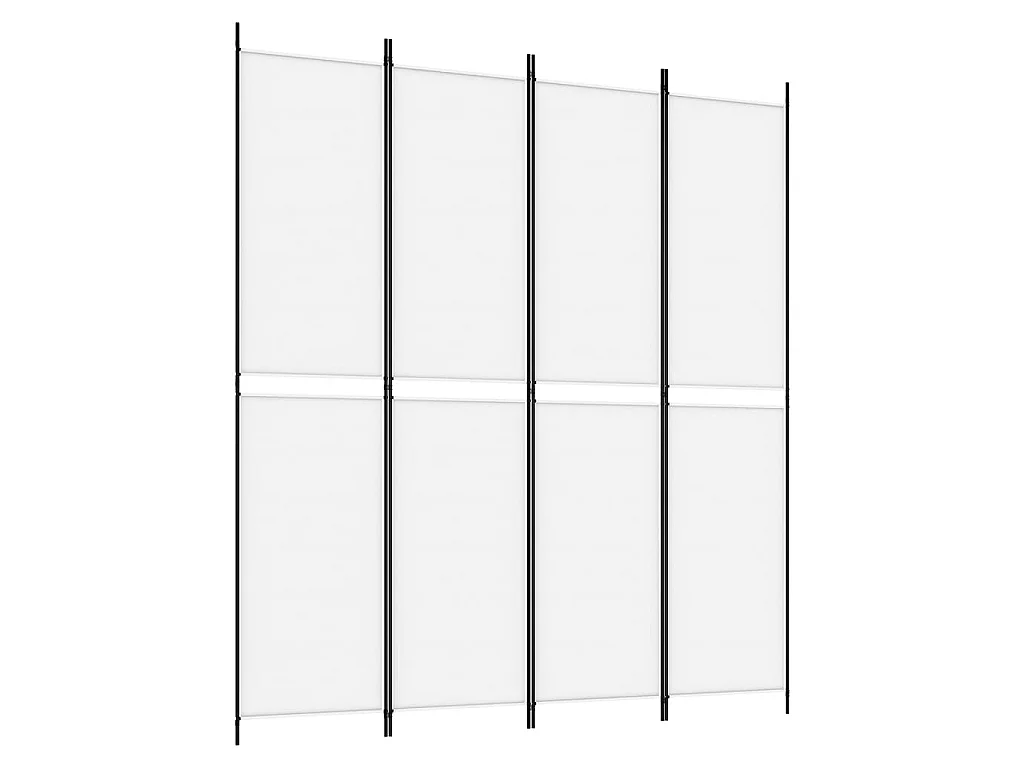 Divisorio a 4 Pannelli Bianco 200x220 cm Tessuto