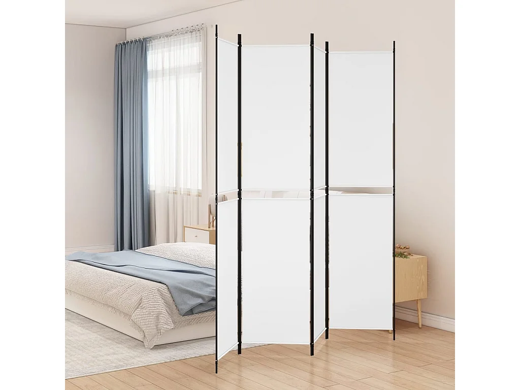 Divisorio a 4 Pannelli Bianco 200x220 cm Tessuto