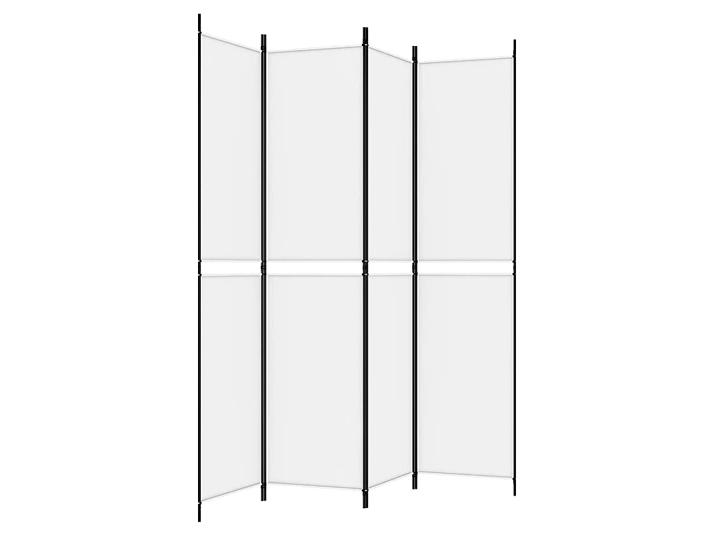 Paravent 4 panneaux Blanc 200x220 cm Tissu