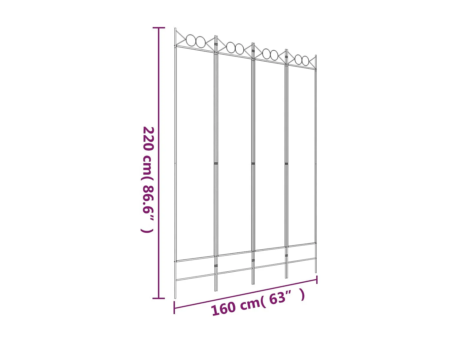 Cloison de séparation 4 panneaux Anthracite 160x220 cm Tissu