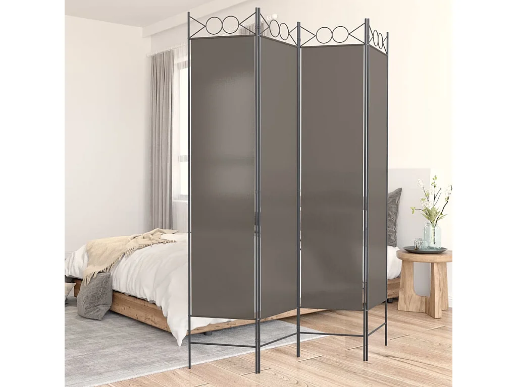 Cloison de séparation 4 panneaux Anthracite 160x220 cm Tissu
