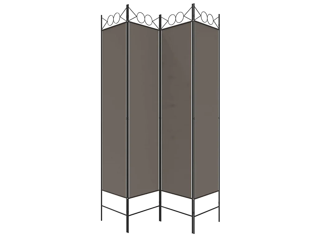 Divisorio a 4 Pannelli Antracite 160x200 cm Tessuto