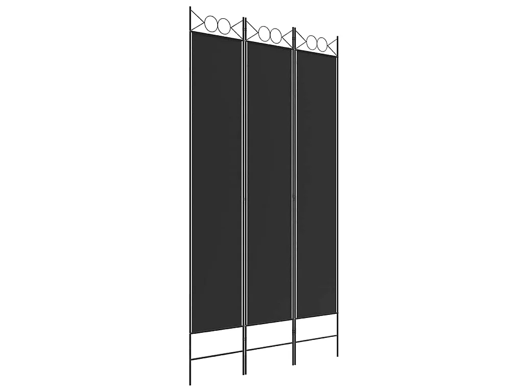 Cloison de séparation 3 panneaux Noir 120x220 cm Tissu
