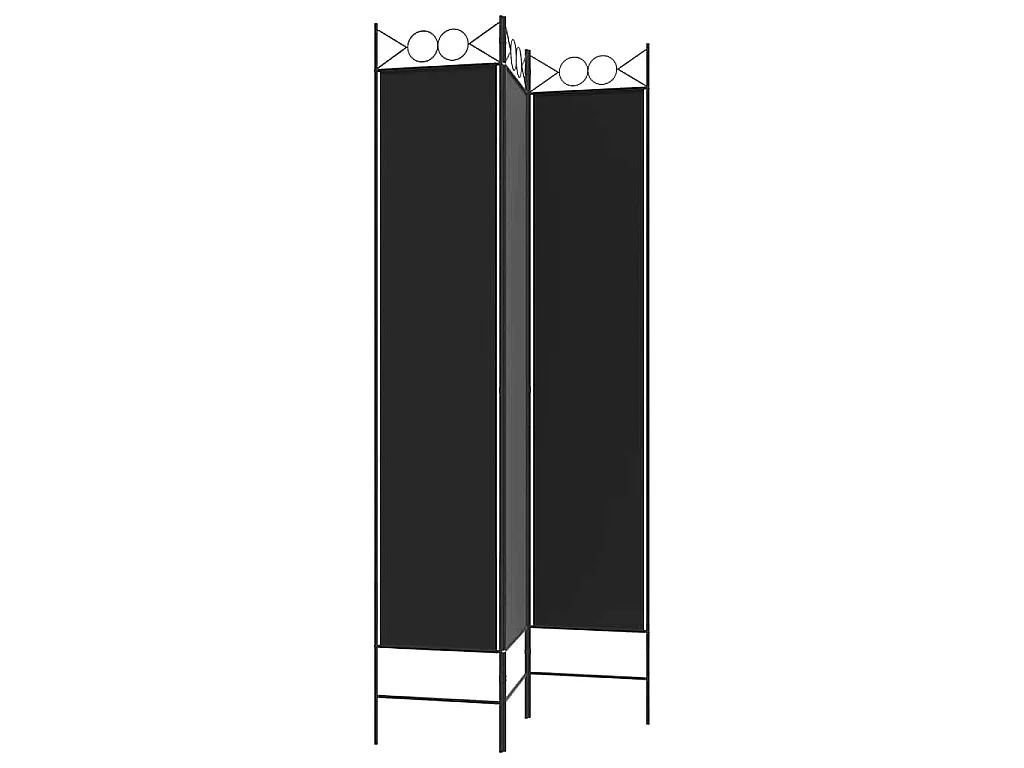 Cloison de séparation 3 panneaux Noir 120x220 cm Tissu