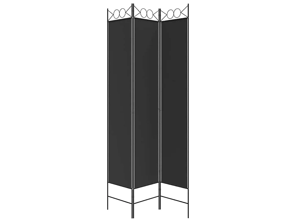 Cloison de séparation 3 panneaux Noir 120x220 cm Tissu