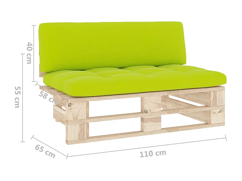 Divano Centrale Giardino su Pallet in Legno di Pino Impregnato