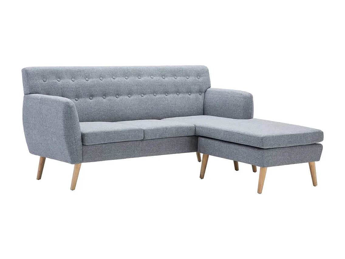 Divano a L Rivestito in Tessuto 171,5x138x81,5 cm Grigio Chiaro