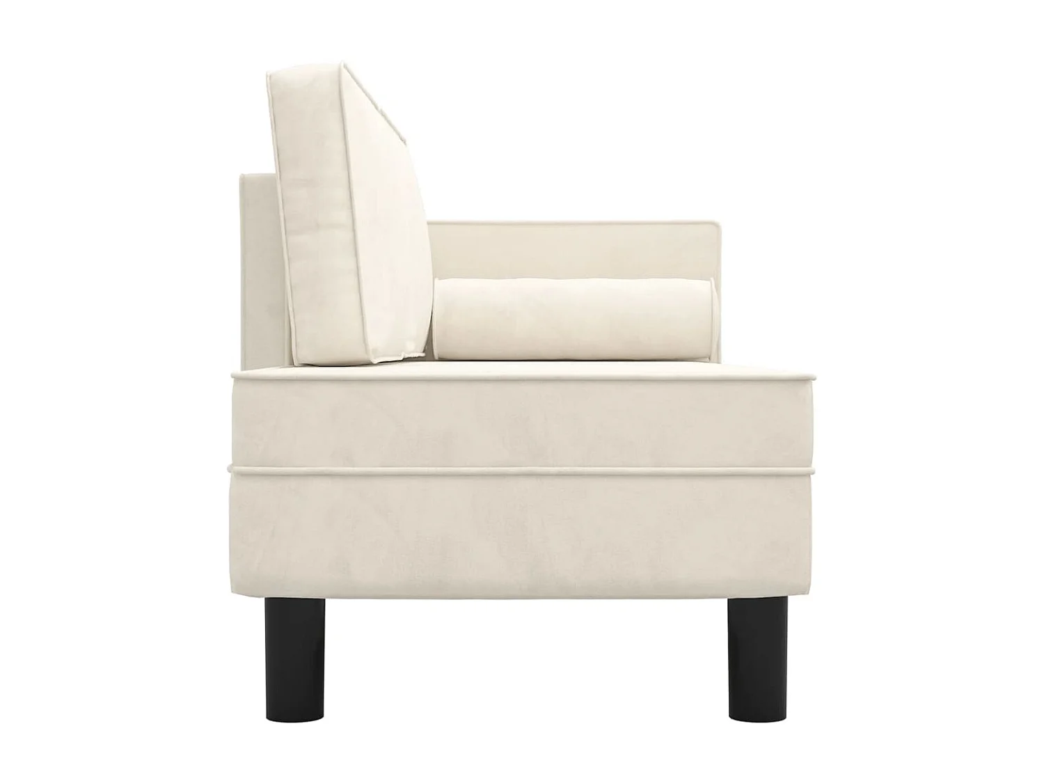 Chaise longue avec coussins et traversin crème velours