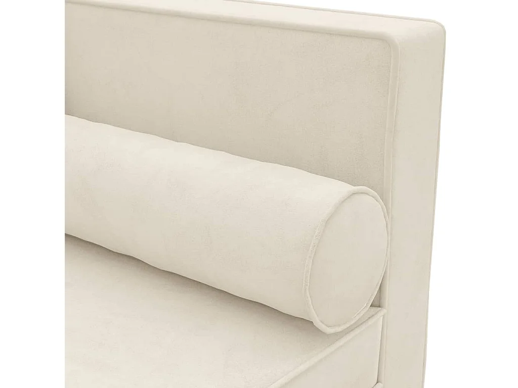 Chaise longue avec coussins et traversin crème velours