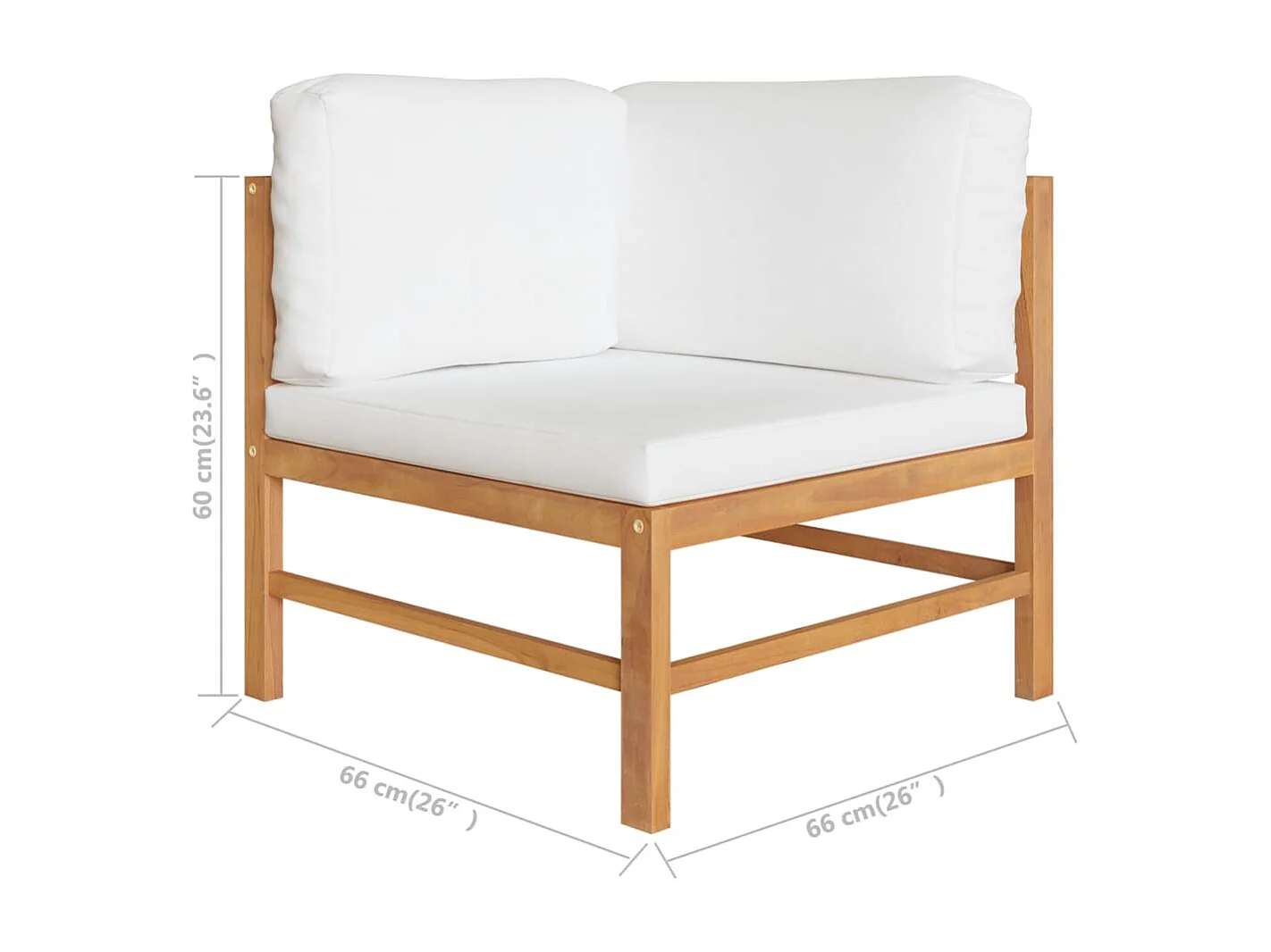 Sofás de canto 2 pcs c/ almofadões cor creme teca maciça