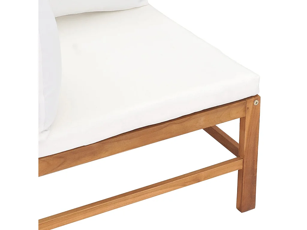 Sofás de canto 2 pcs c/ almofadões cor creme teca maciça