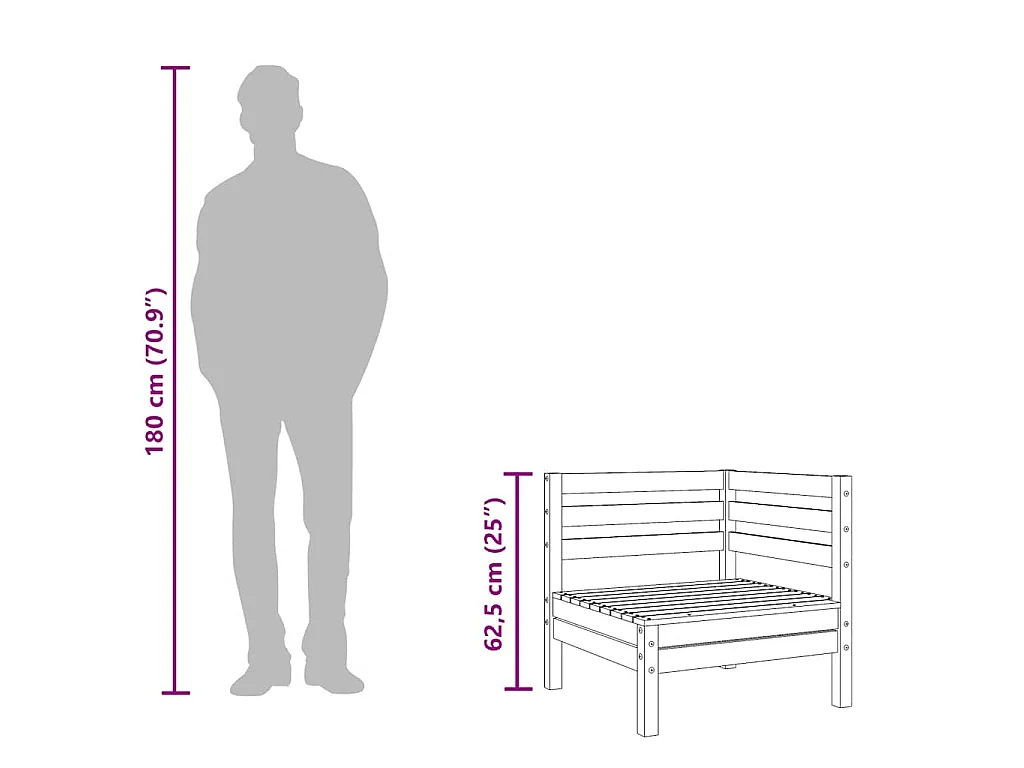 Garten-Ecksofas 2 Stk. Massivholz Kiefer