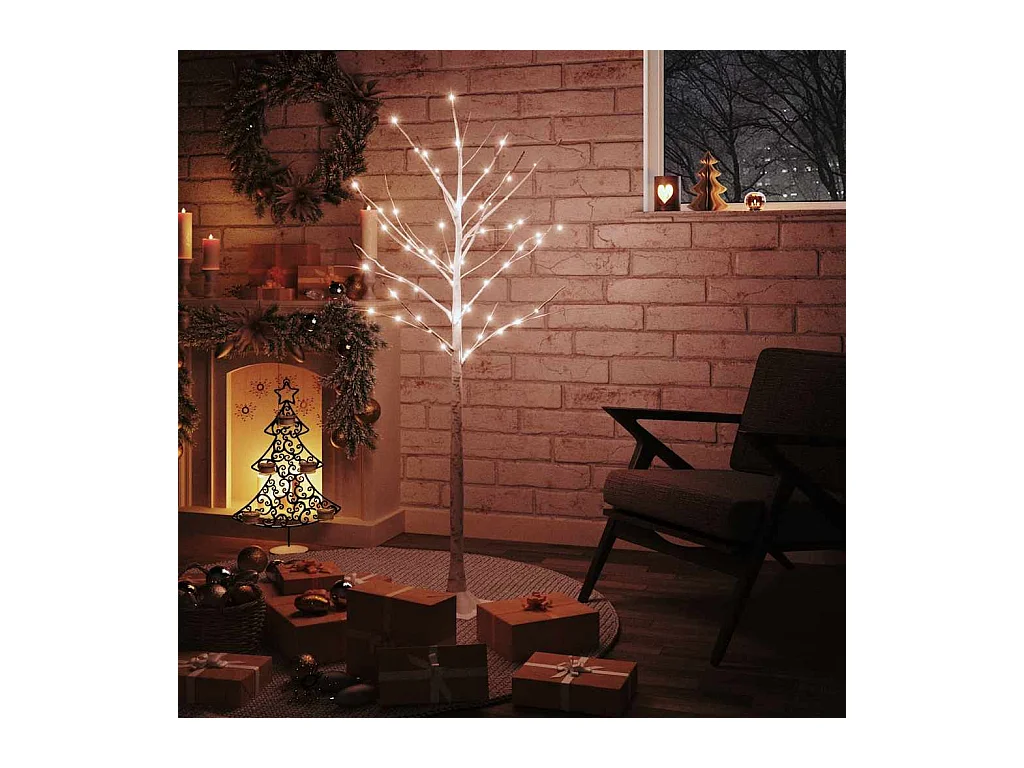 Bouleau blanc à LED 72 LED Blanc chaud 150 cm