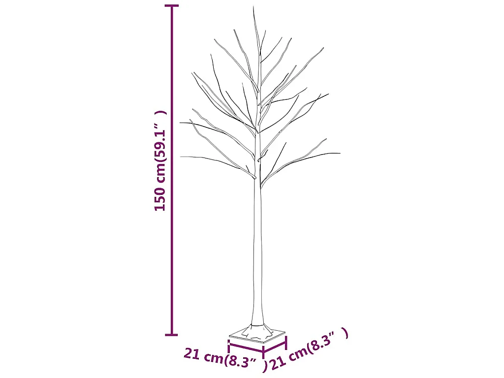 Bouleau blanc à LED 72 LED Blanc chaud 150 cm