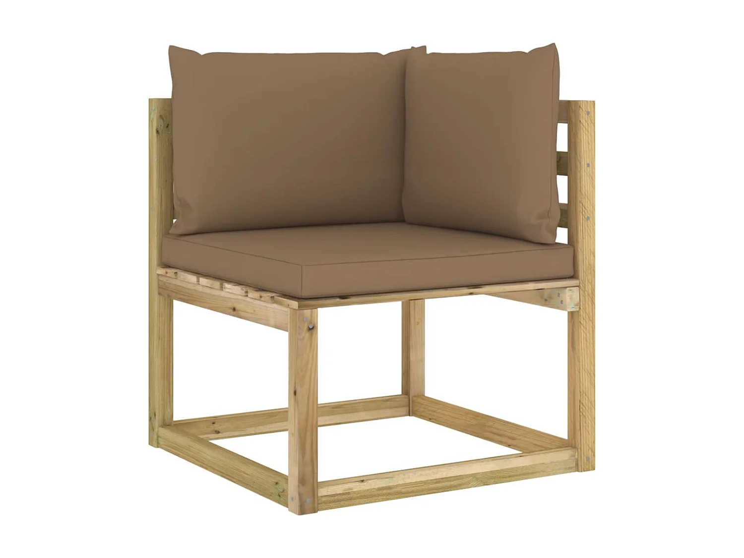 Canapé d'angle de jardin avec coussins Bois imprégné de vert