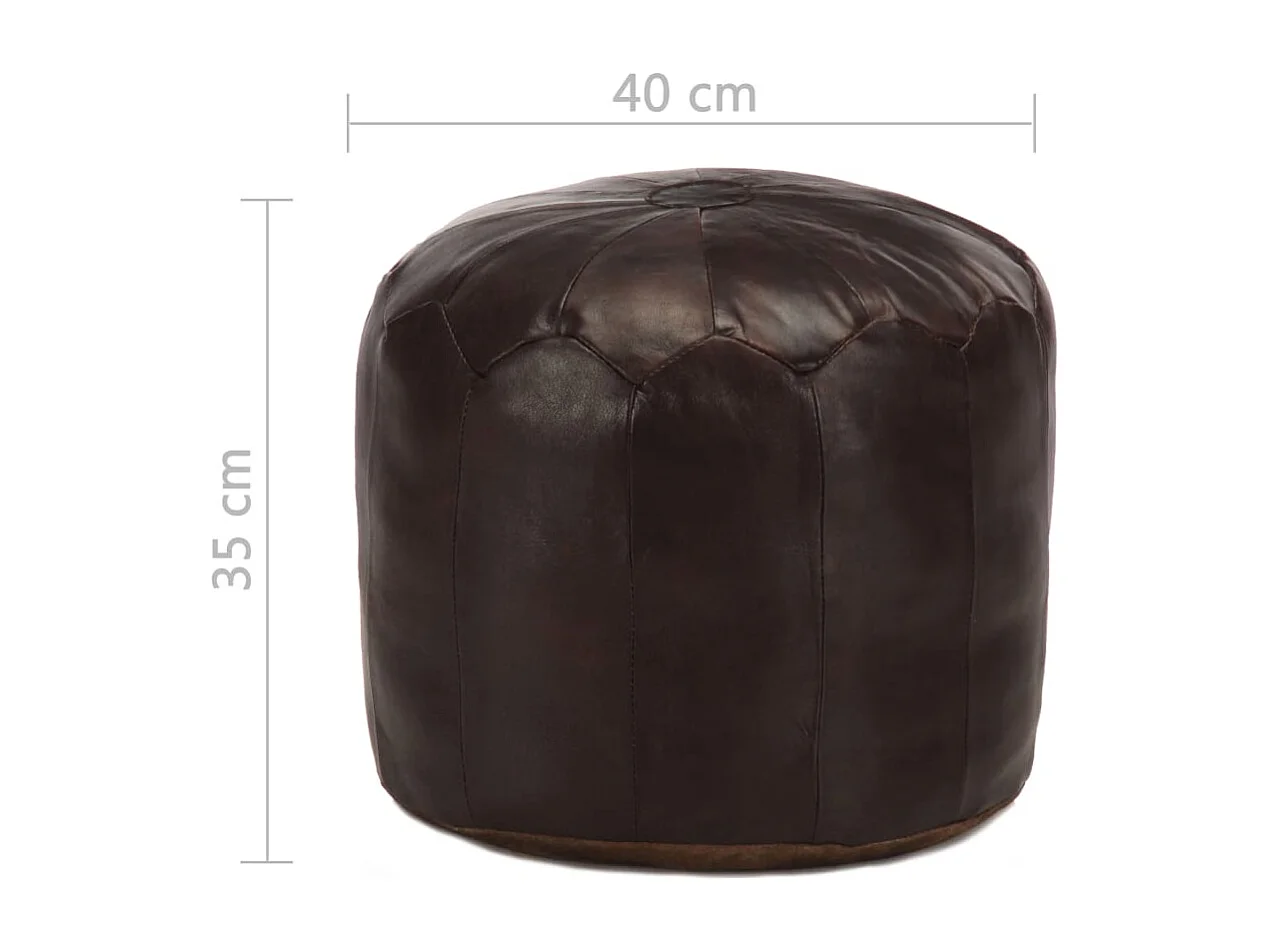 Pouf 40 x 35 cm Marron foncé Cuir véritable de chèvre