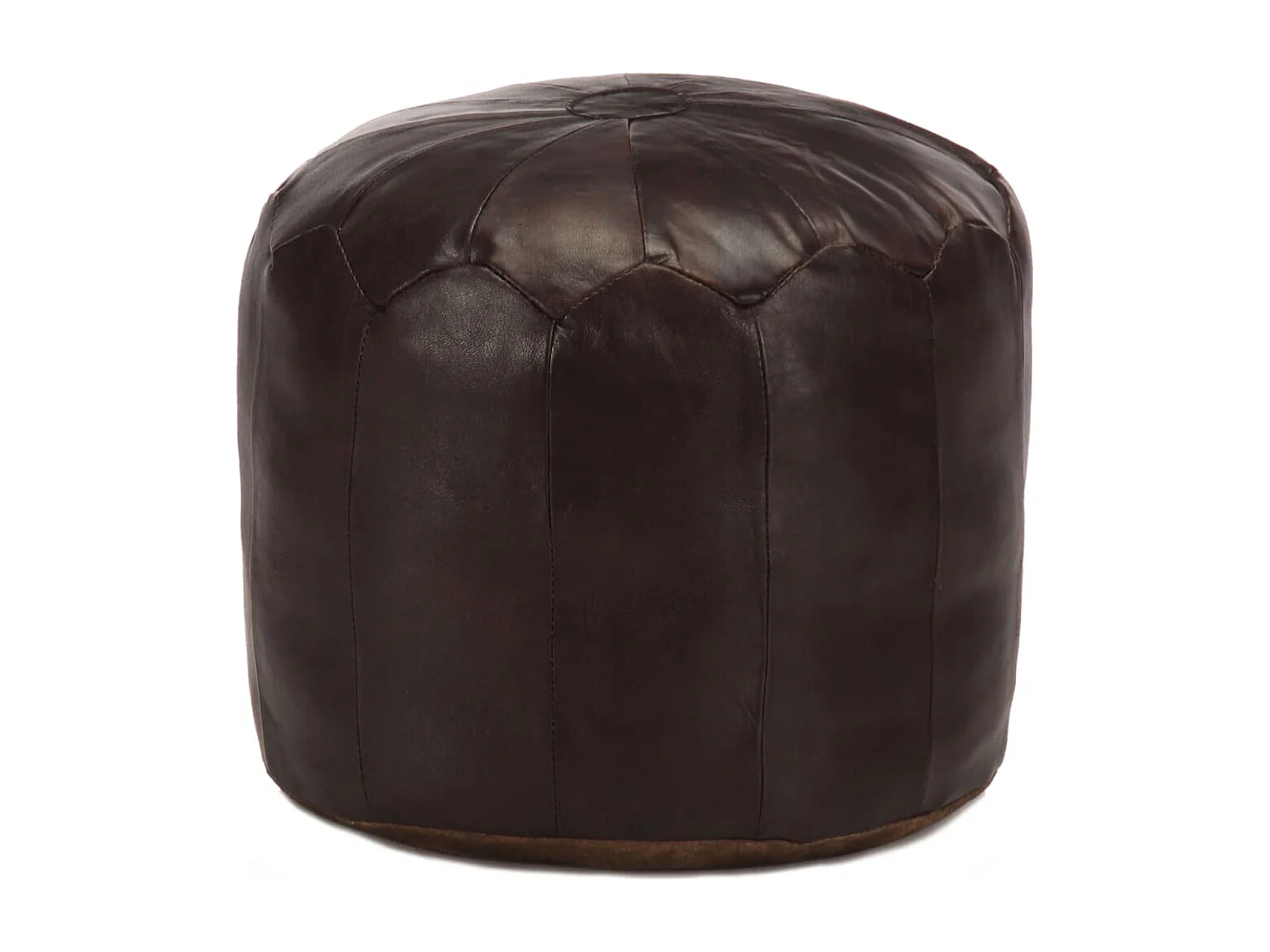 Pouf 40 x 35 cm Marron foncé Cuir véritable de chèvre