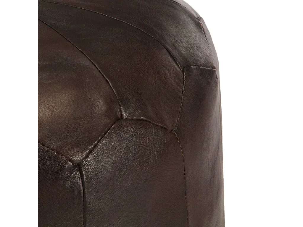 Pouf 40 x 35 cm Marron foncé Cuir véritable de chèvre