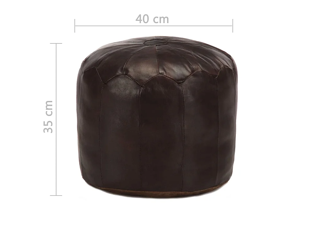 Pouf 40 x 35 cm Marron foncé Cuir véritable de chèvre